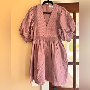 Hunter Bell $395 Dixon Quilted 100% Cotton Purple Mini Dress Size XS/S